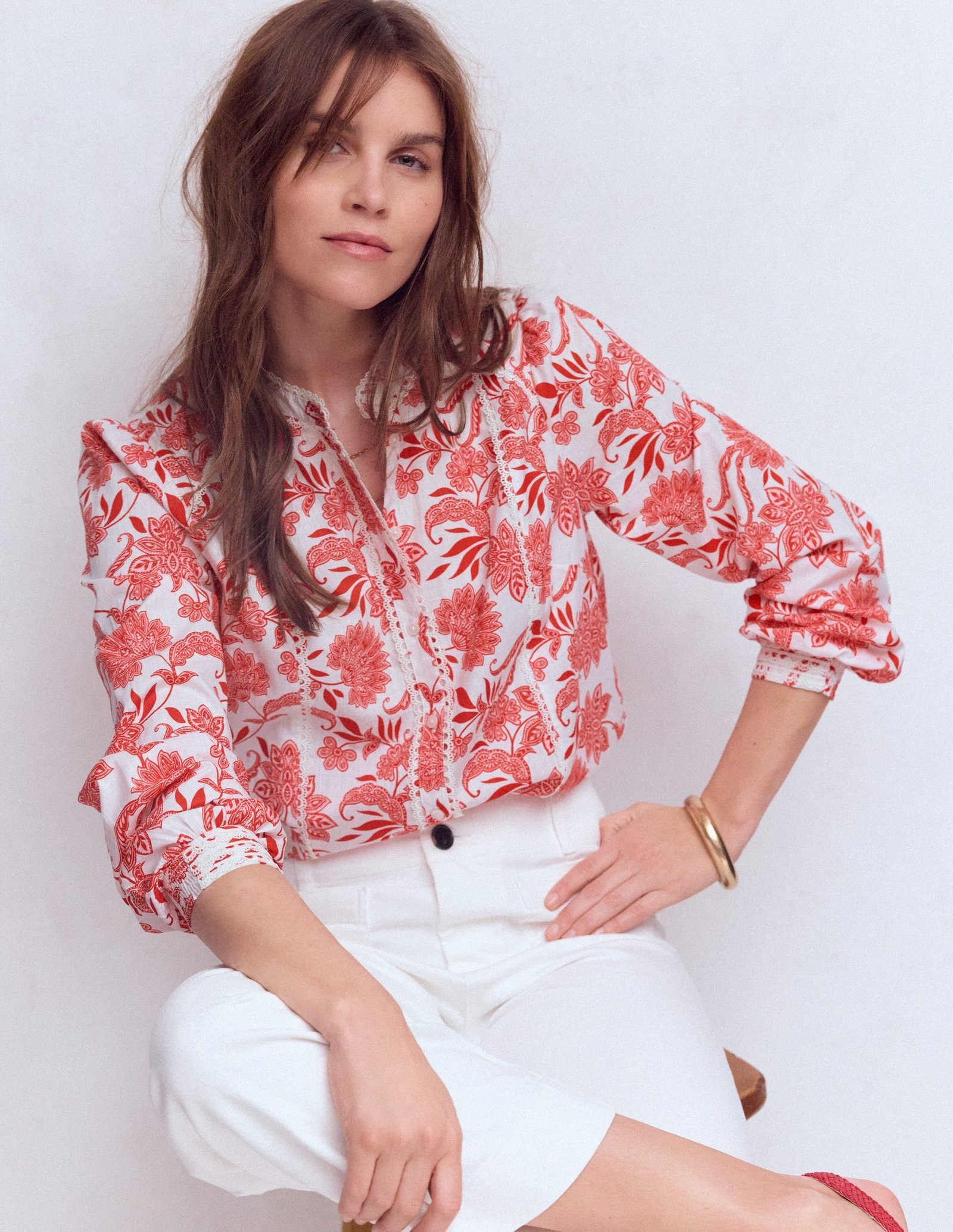 Rhea Trim Insert Cotton Top-Pink, Elegant Blossom